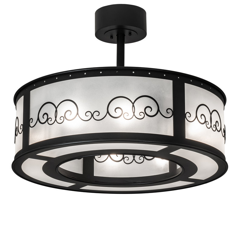 Lustre cylindrique à abat-jour 8 lumières Putrelo