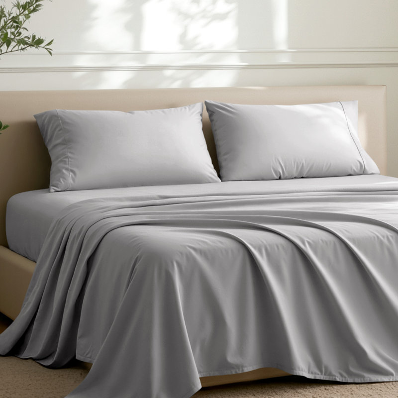 Microfiber Pillowcase Set Envelope Closure, Light Gray, Standard Pillow Case