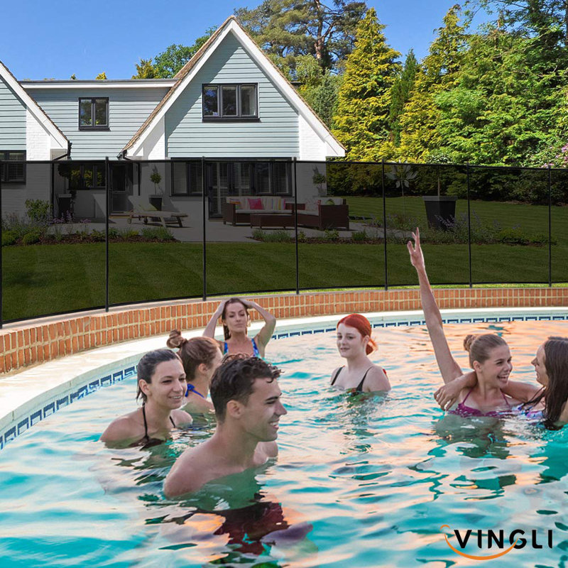 Pool Fence 4Ft X 96Ft Swimming Pool Fence In Ground Pool Safety Fencing, Black