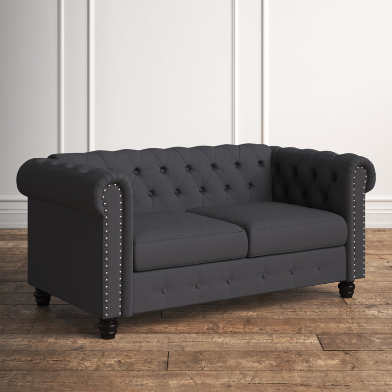 Leite Upholstered 61'' Loveseat, Charcoal Linen Blend