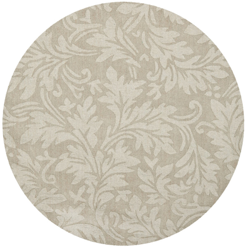 Montreal Hand Loomed Wool Floral Rug, Round 5'