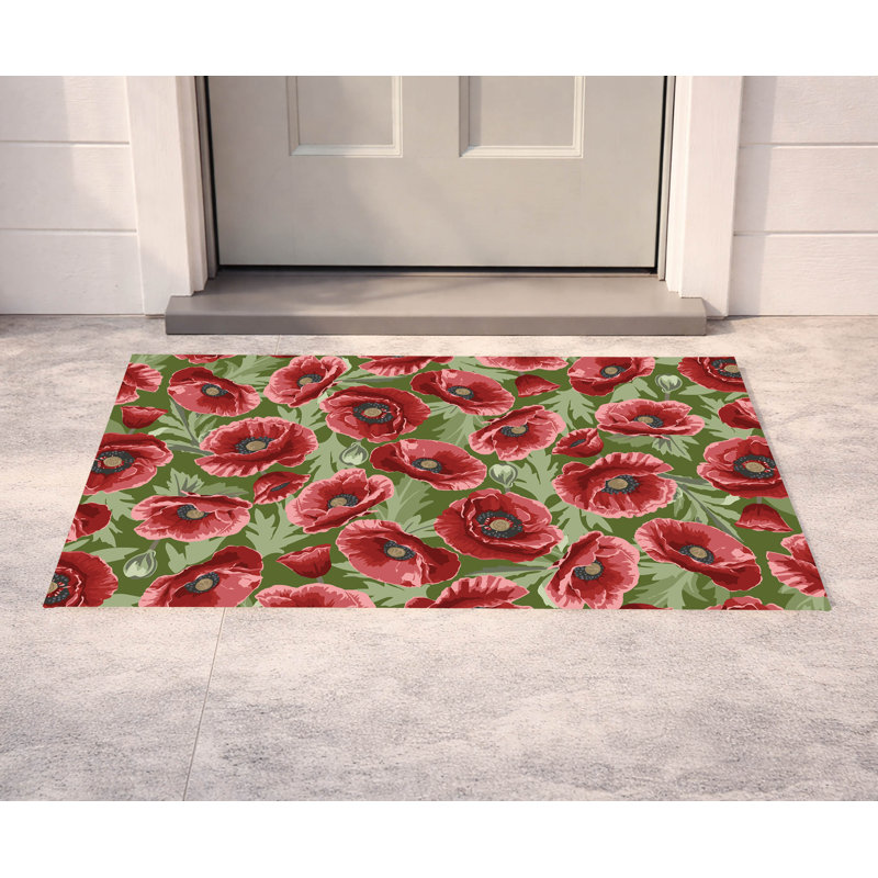 Poppie Decorative Outdoor Doormat, Evergreen, 34" W x 21" L