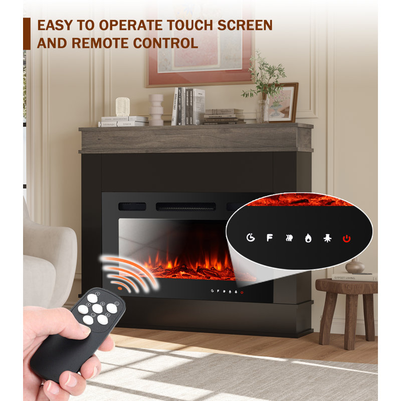 Aeliana Belfry Heating Electric Fire, 83.5cm H x 98cm W x 19.5cm D, Black
