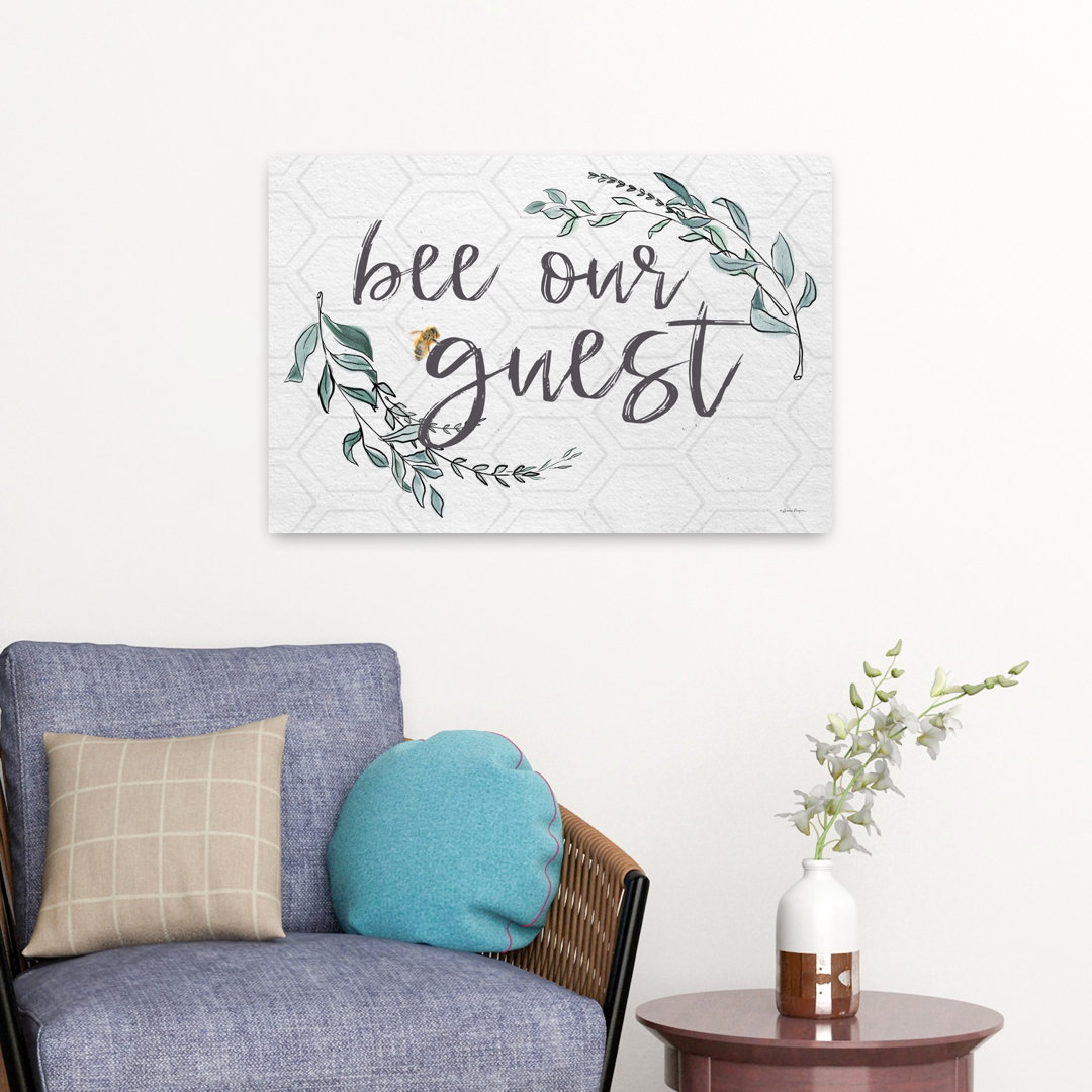 Bee Our Guest Whimsical Contemporary Bee Spring Wall Art Print