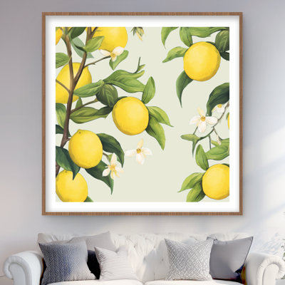 Fleuri de citrons - impression minimaliste encadrée alimentaire | Décoration