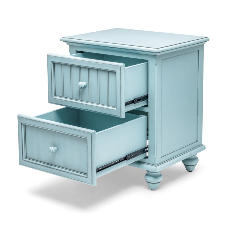 Kolya 28'' H Solid and Manufactured Wood Nightstand, Blue
