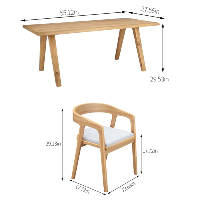 Rectangular Dining Set, H 29,53 po x L 55,12 po x l 27,56 po
