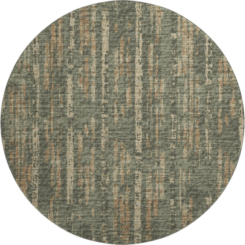 Premium Machine Washable Tiream Green Rug, Round 8'