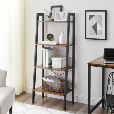 Galilea 137.5cm H x 56cm W Steel Ladder Bookcase