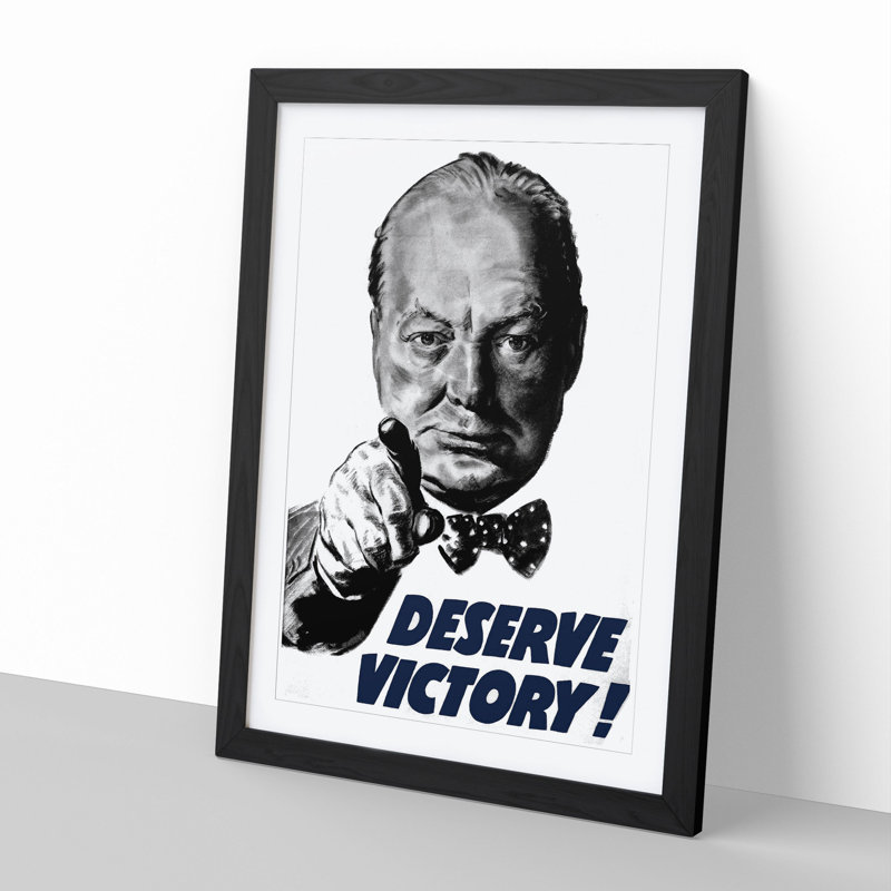 Winston Churchill War Recruitment - Picture Frame Graphic Art, Black Framed, 65cm H x 48cm W x 2cm D