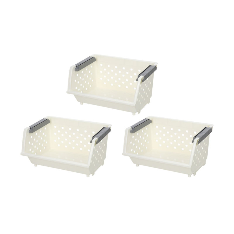 Panier de rangement empilable en plastique Rebrilliant, 3