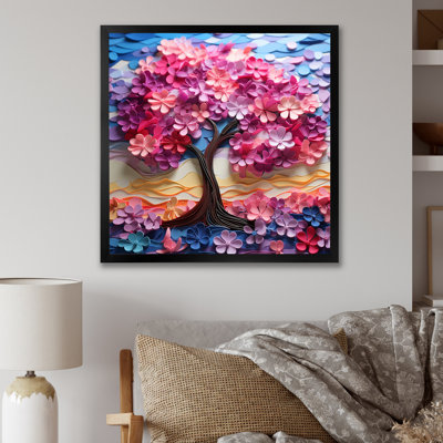 «Pink Tree Essence III» - art mural arbre