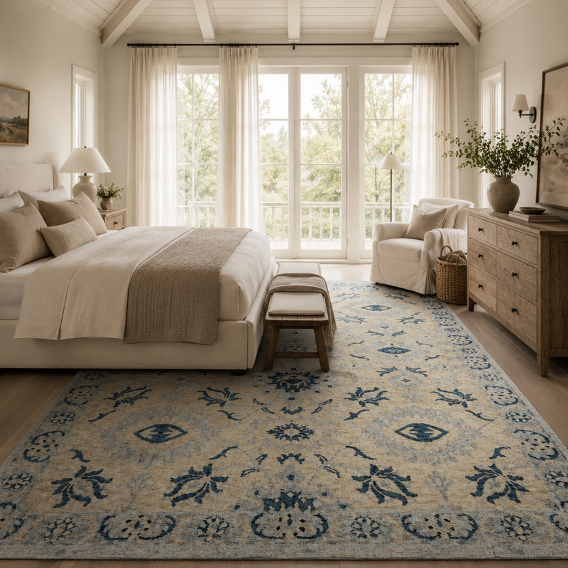 Tapis en laine crocheté à la main Newburg, Rectangulaire 8 pi x 10 pi