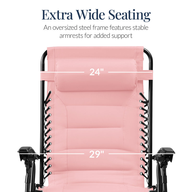  Très grand fauteuil rembourré pliant d'extérieur avec plateau latéral - rose bonbon, Rose