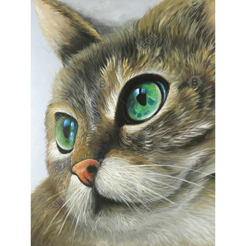 Portrait de chat paisible - toile de salon grise