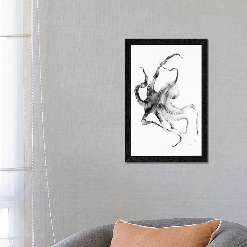 Octopus by Alexis Marcou - Print on Canvas, Black Floater Framed, 66.04 cm H x 45.72 cm W