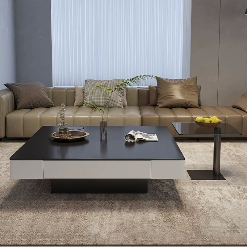 Pasiak Tempered Glass Top Coffee Table, H 13,8 po x l 27,6 po x P 27,6 po