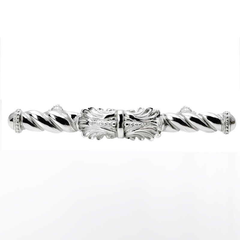 Poignée Acanthus de style roman, 4", Chrome