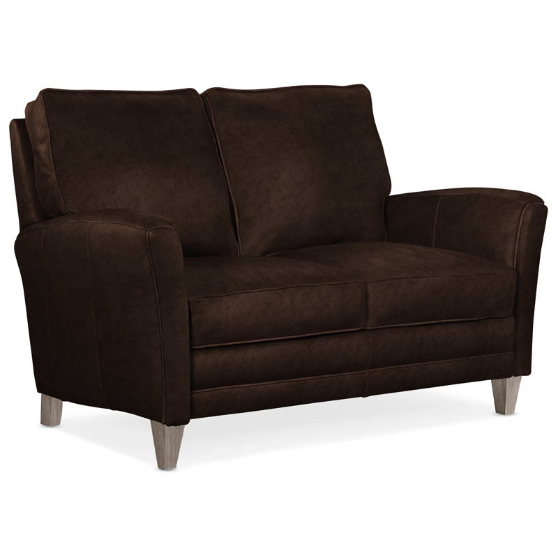 Zion Loveseat, Stone, Aline Light Gray Stonewash Genuine Leather