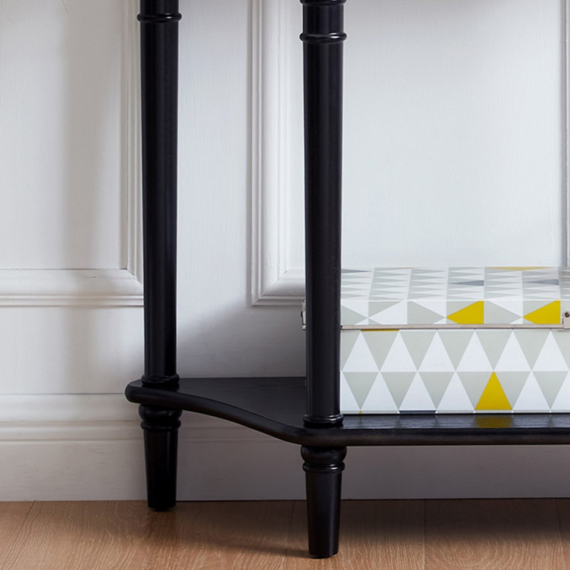 Console demi-cercle en bois massif noir, 34.65" H x 31.5" W x 11.81" D