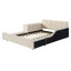 Lit tapissier pleine grandeur avec lit à la terre, lit pour mère et enfant avec bureau de chevet et petit tabouret rond, velours, beige (ANCIEN SKU: SF000111AAA)-604008688-604008702