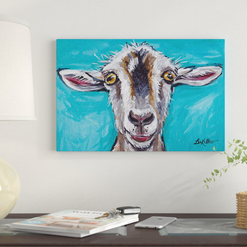 «Gizmo The Goat» par Hippie Hound Studios, impression sur toile tendue, 8 po x 12 po x 0,75 po, Toile tendue, Pas de tapis