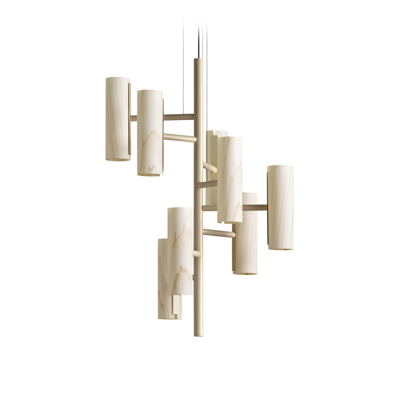 Note 8 - Light LED Chandelier, Ivory White, Matte Black
