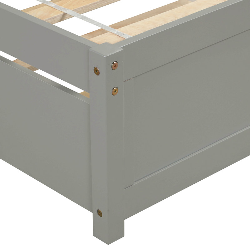 Structure de lit plateforme simple en bois avec lit gigogne, gris