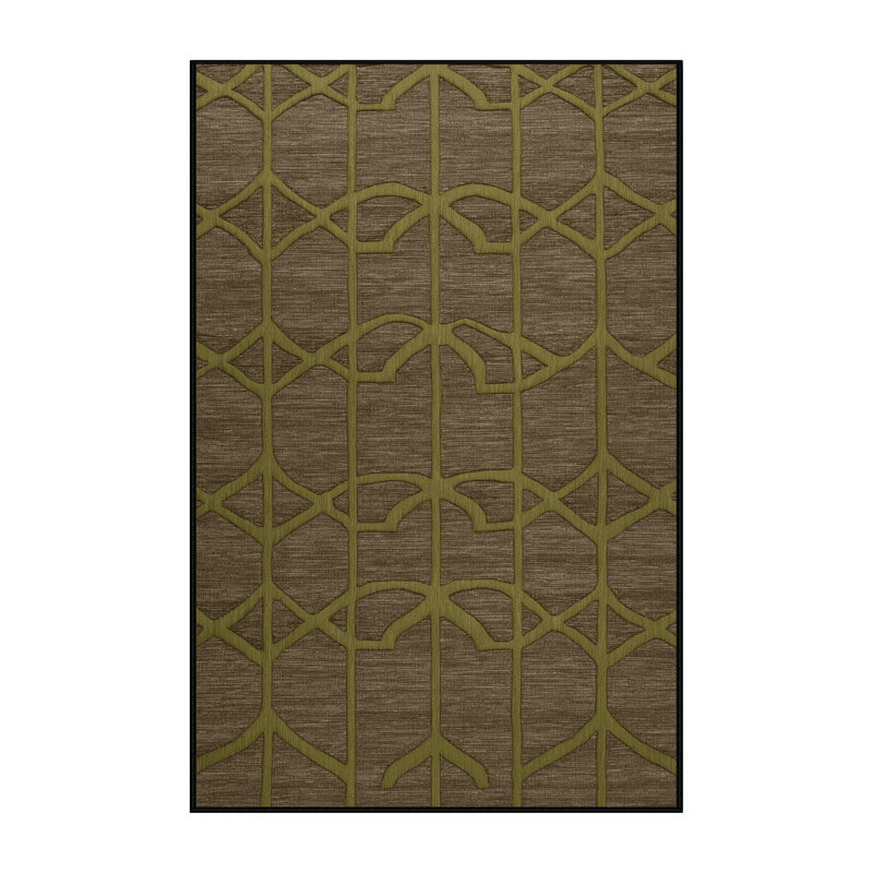 Tapis brun treillis lavable à la machine, Rectangulaire 2 pi x 3 pi