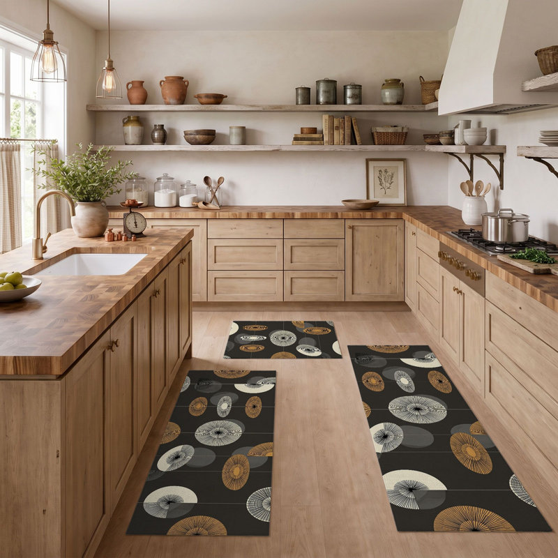 Tapis de cuisine lavables antidérapants à cercles abstraits
