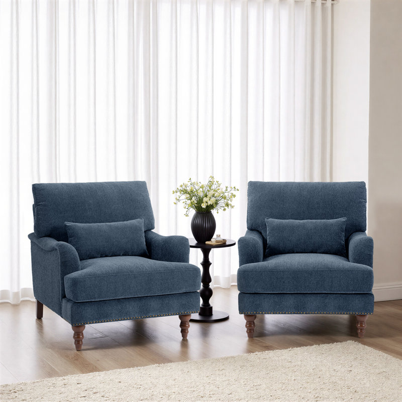 Fauteuil rembourré, Chenille bleue marine