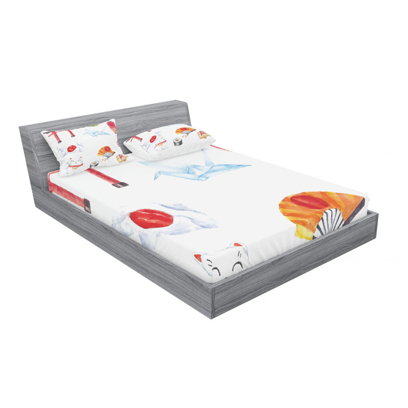 Microfiber Abstract Sheet Set, Full/Double Sheet Set with Fitted Sheet