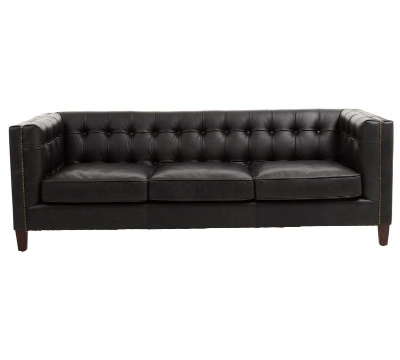 3 Seater Leather Sofa, Black