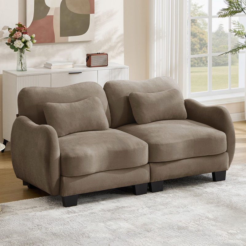 Canapé de soutien en chenille avec coussin de taille délicate, conception courbée, base et accoudoirs ergonomiques, coussin de soutien doux, assemblage facile pour le salon et la chambre à coucher, café