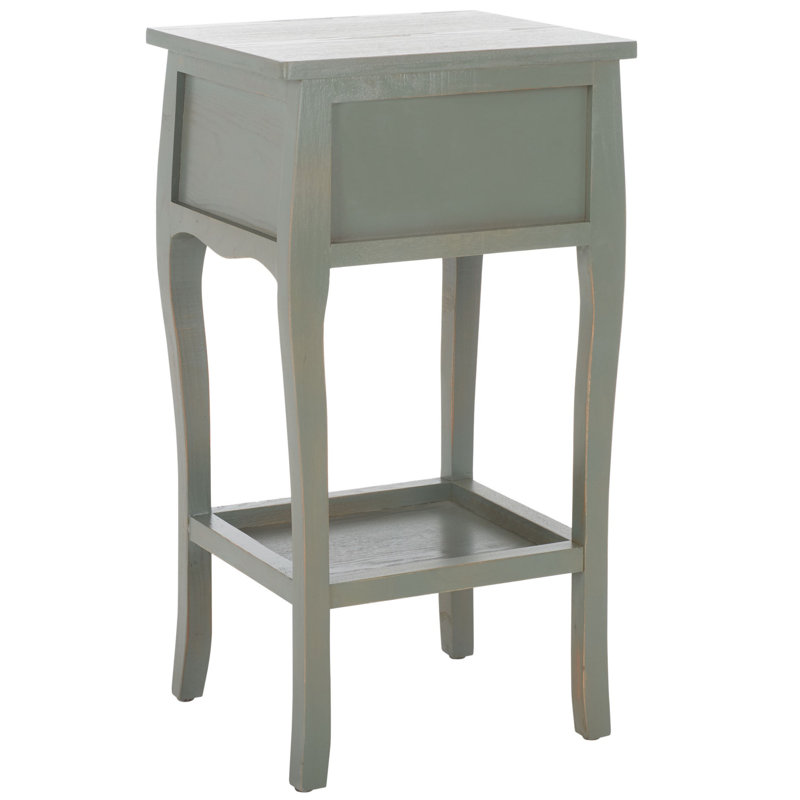 Radikha Solid Wood End Table with Storage, French Gray