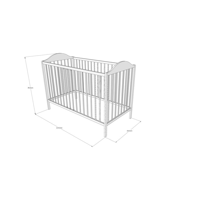 Toland Cot with Mattress, With mattress, White