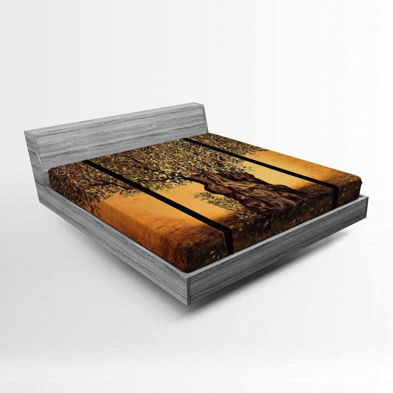 Tree Of Life Microfiber Fitted Sheet, Queen Fitted Sheet