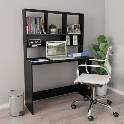 Bureau d'ordinateur moderne en bois d'ingénierie noir