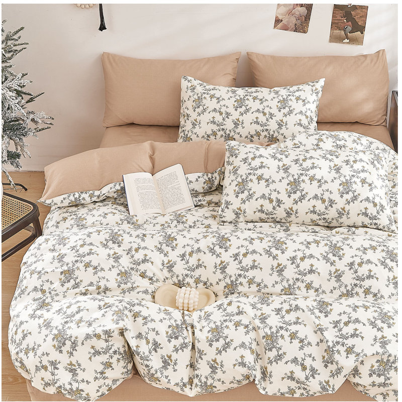 Ensemble d'édredon réversible 100% coton Demi-Dusk, Édredon pour très grand lit + 2 taies décorativ