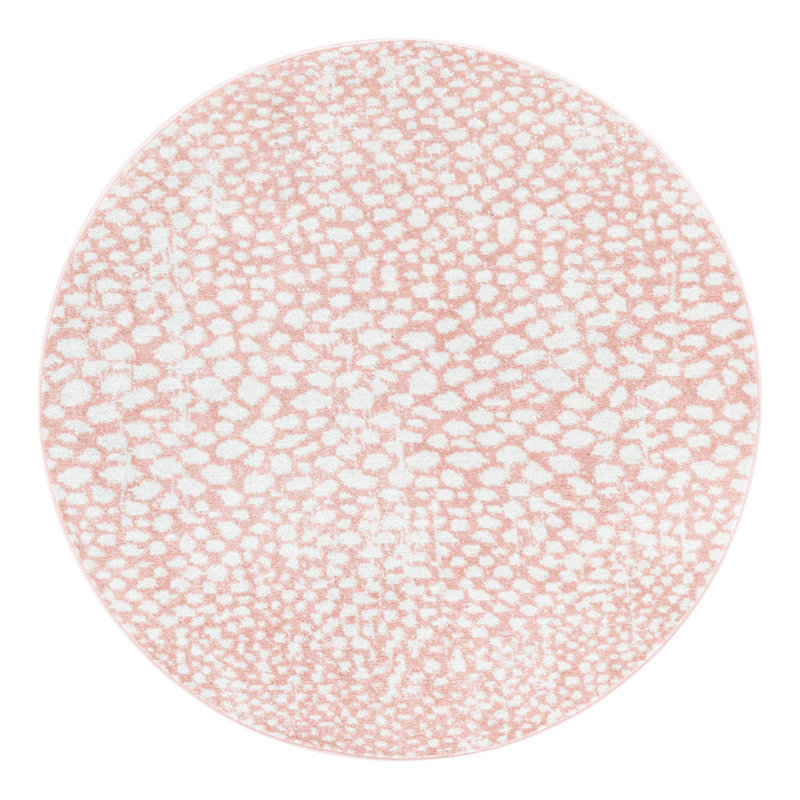 Tapis rose à motif animalier Langley Street®, Rond 3 pi 3 po