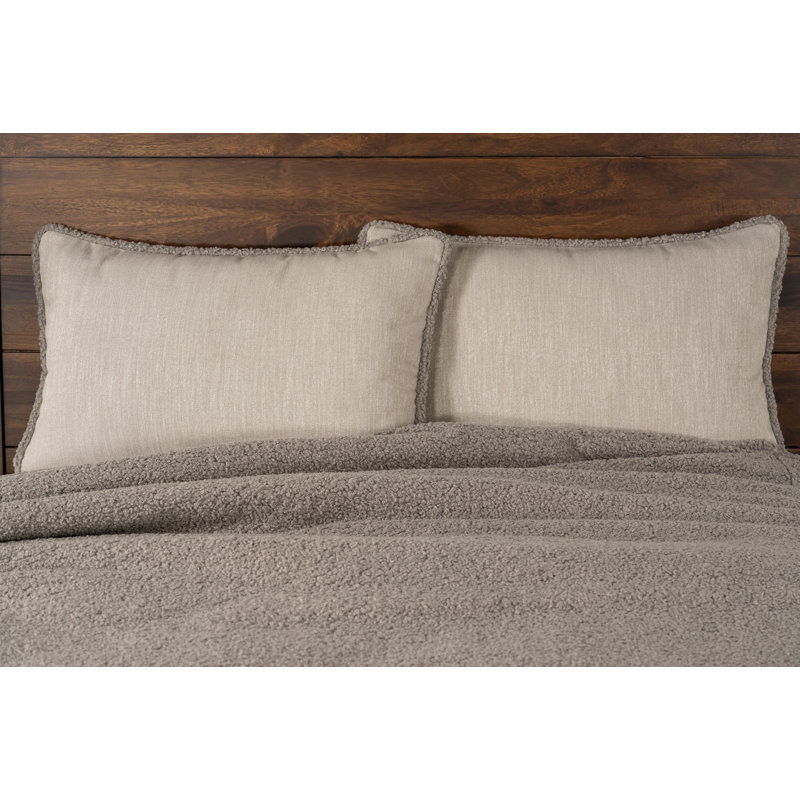 Housse de couette et taies décoratives Tiffany Bouclé, Double, Gris fumée