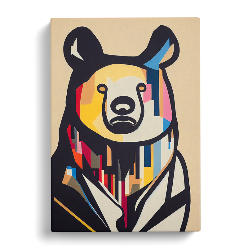 Abstract Bear - Wrapped Canvas Print, 60cm H x 40cm W x 3cm D