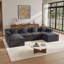 Canapé modulaire Boneless de 142 po avec assise profonde, canapé en velours côtelé désossé, aucun assemblage requis-1092338940
