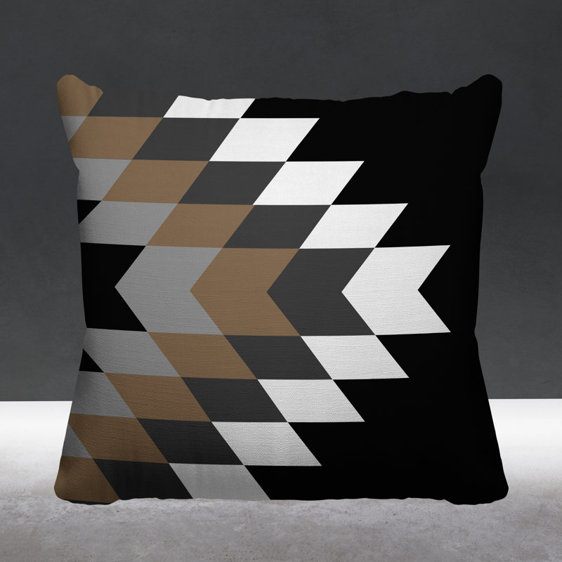 Coussin décoratif intérieur / extérieur Bimisi Southwestern, L 15 po x H 15 po, Noir