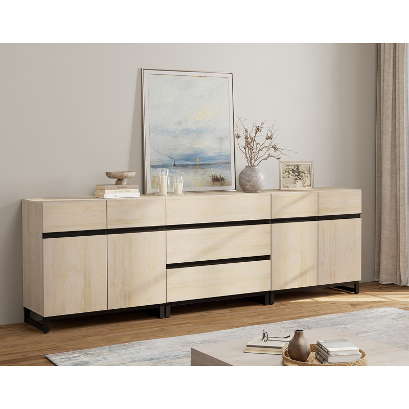 Armoire d'appoint de rangement moderne 3-en-1 avec tablette réglable et 3 tiroirs Aadam, Beige