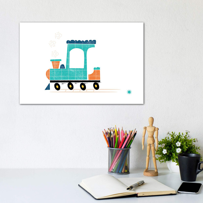 Train - imprimé, Pas de tapis, Toile tendue, H 8 po x l 12 po x P 0,75 po