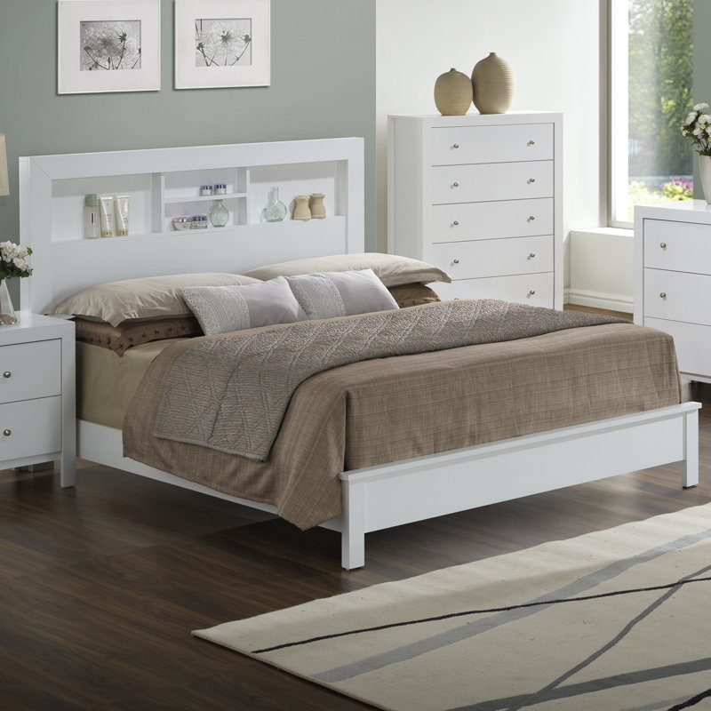 Lisbon Bookcase Bed, White, King