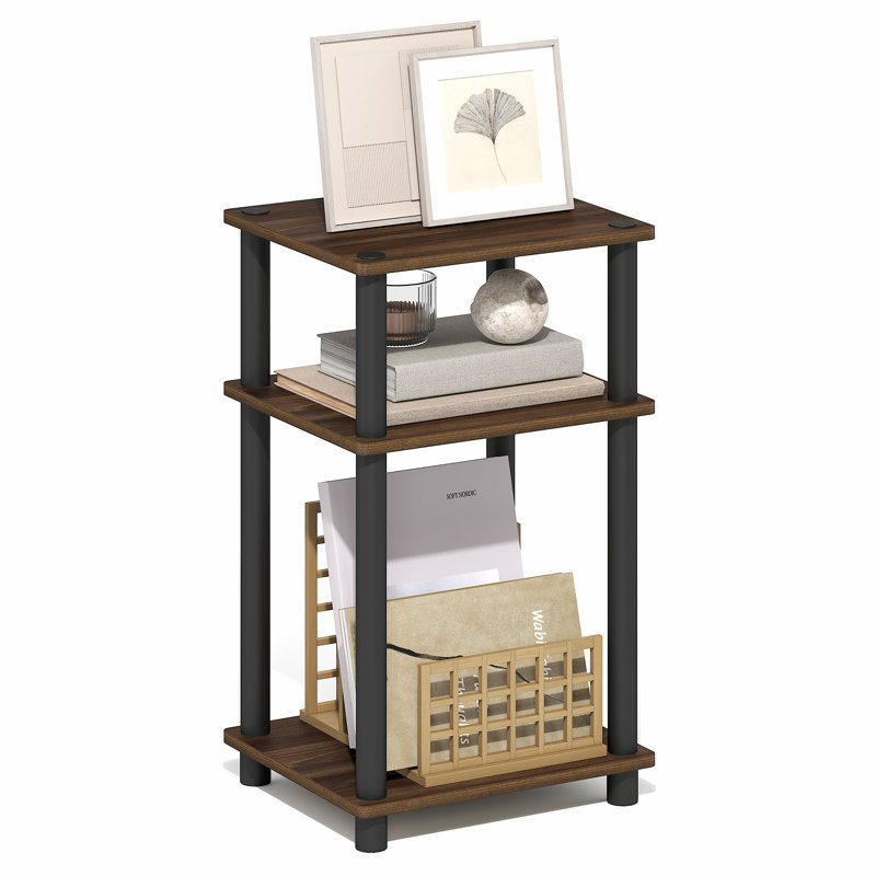 Telise 34.04cm W Manufactured Wood Bedside Table, Brown Walnut/Black