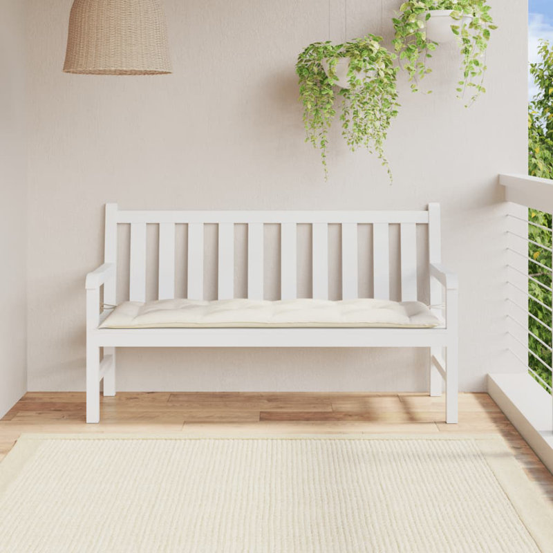 Coussin de banc de jardin Ebern Designs, L 59,1 po x P 19,7 po, Mélange de crème
