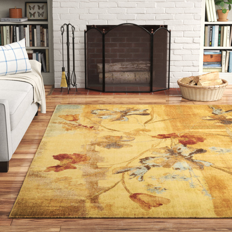 Tapis beige à motif floral Arnim, Rectangle 7 pi 9 po x 10 pi 10 po